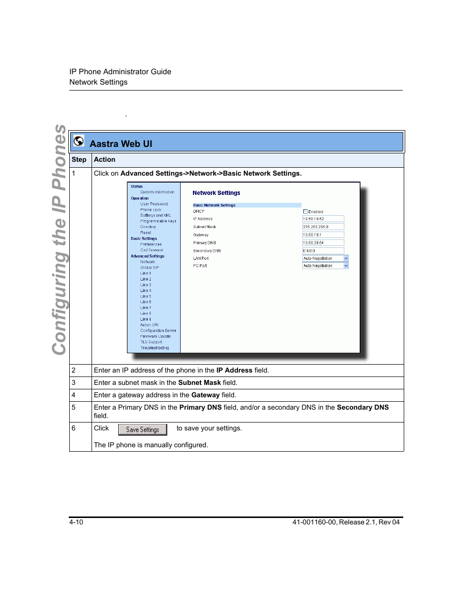 Configuring the ip phones | Aastra Telecom SIP 57I User Manual | Page 134 / 818
