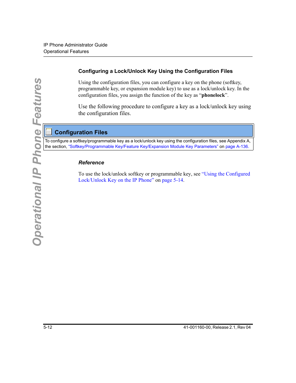Reference, Operational ip phone features | Aastra Telecom SIP 57I User Manual | Page 222 / 818