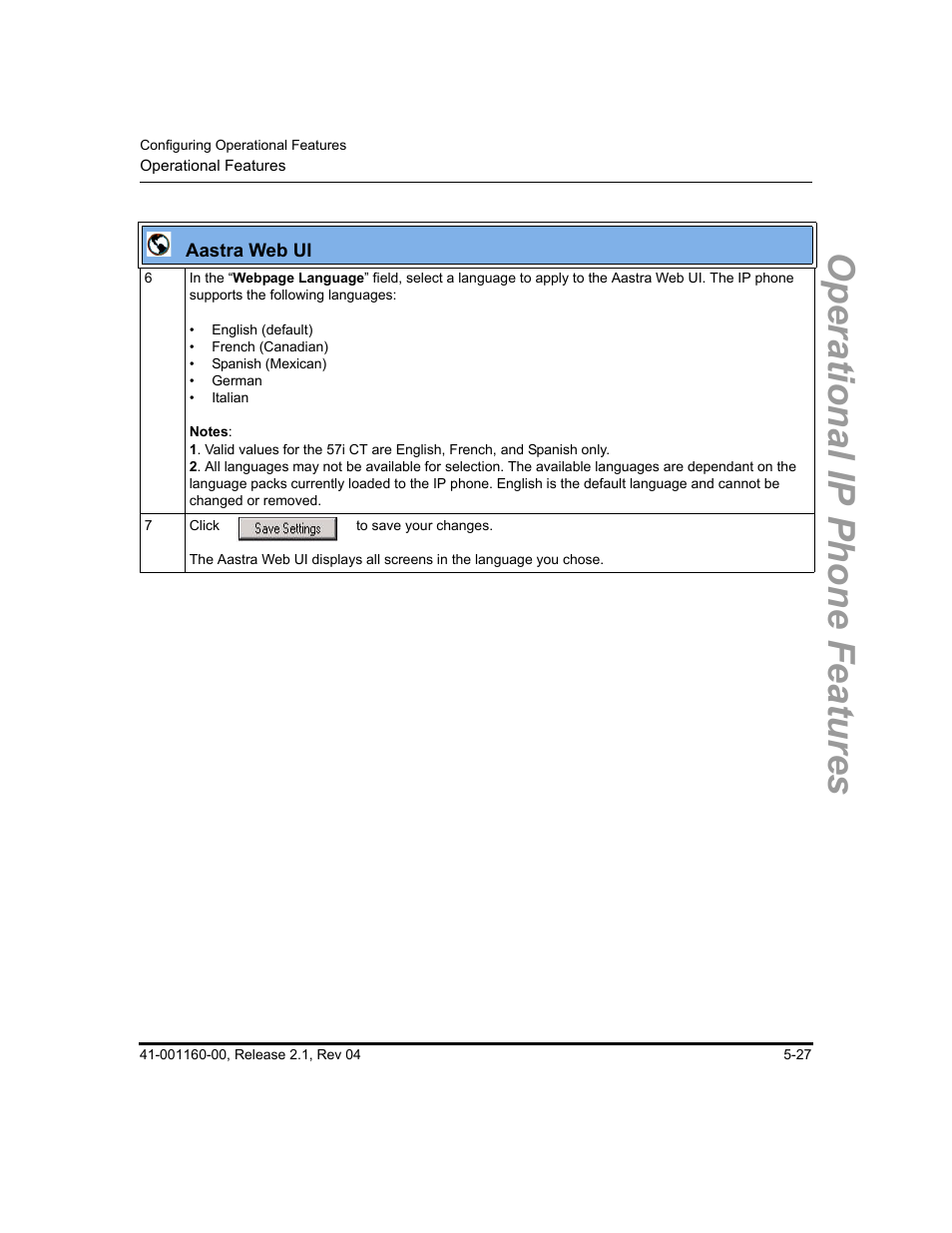 Operational ip phone features | Aastra Telecom SIP 57I User Manual | Page 237 / 818