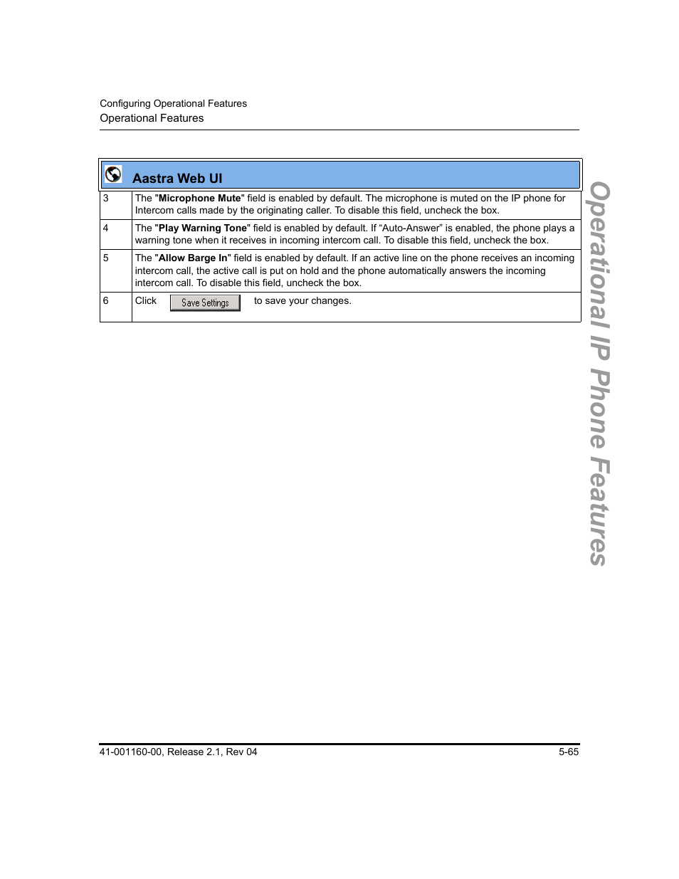 Operational ip phone features | Aastra Telecom SIP 57I User Manual | Page 275 / 818