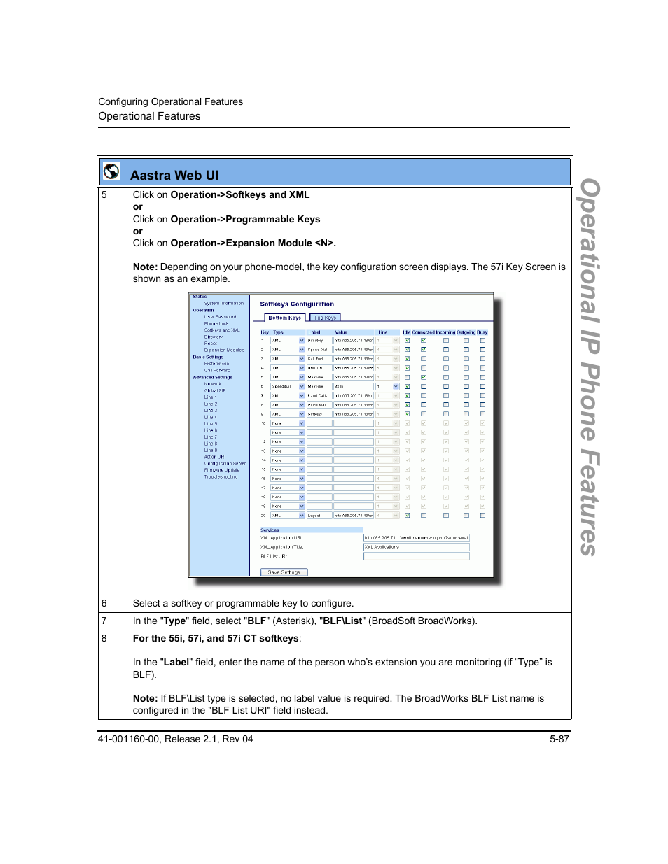 Operational ip phone features | Aastra Telecom SIP 57I User Manual | Page 297 / 818