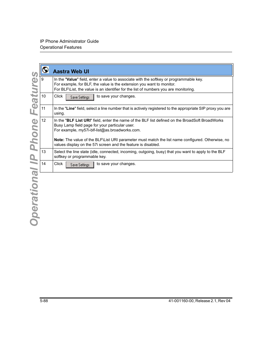 Operational ip phone features | Aastra Telecom SIP 57I User Manual | Page 298 / 818