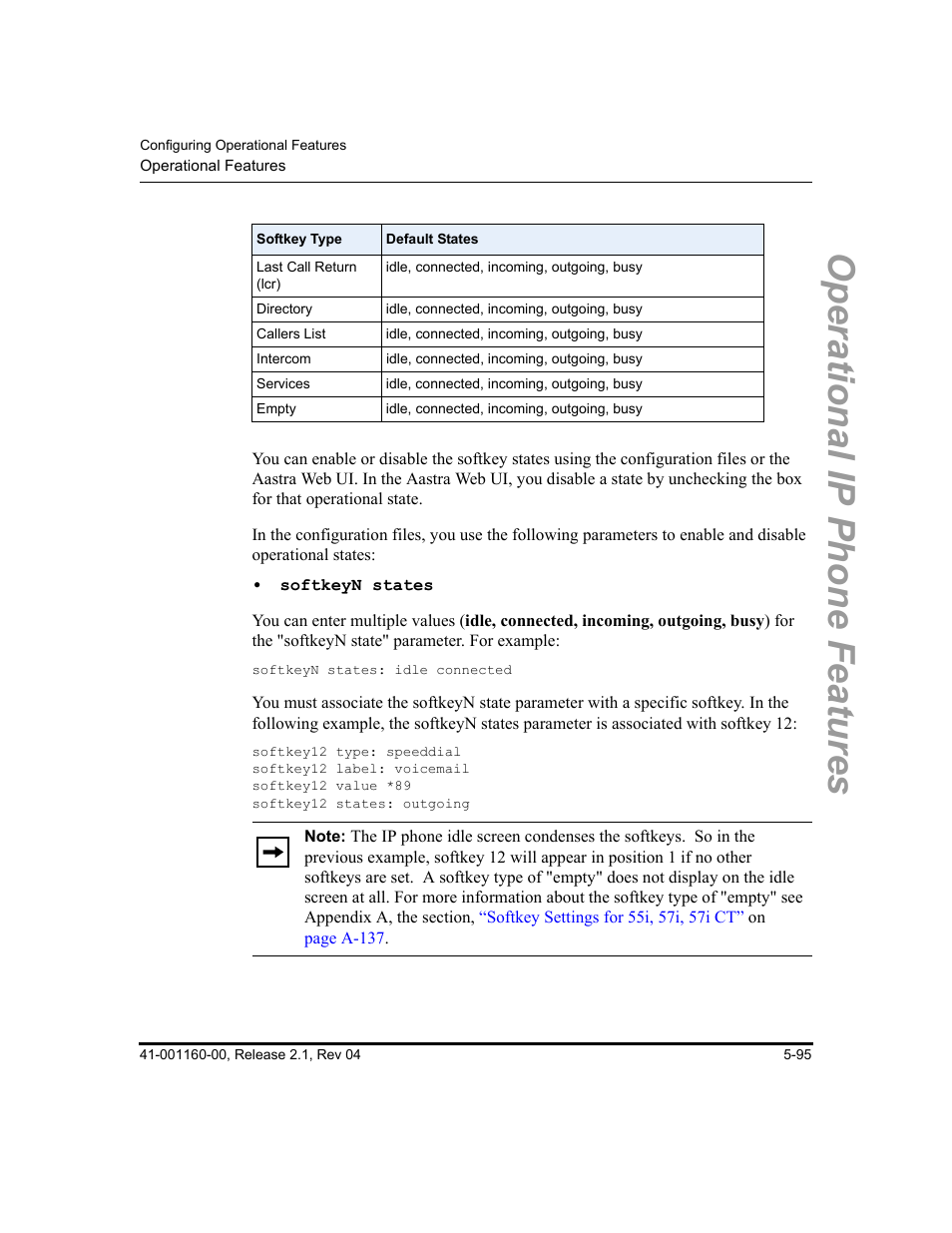 Operational ip phone features | Aastra Telecom SIP 57I User Manual | Page 305 / 818