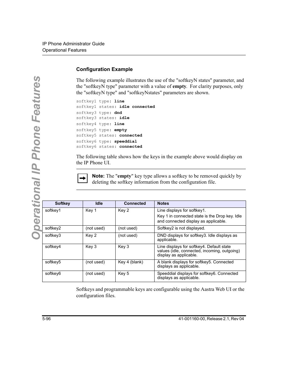 Configuration example, Operational ip phone features | Aastra Telecom SIP 57I User Manual | Page 306 / 818