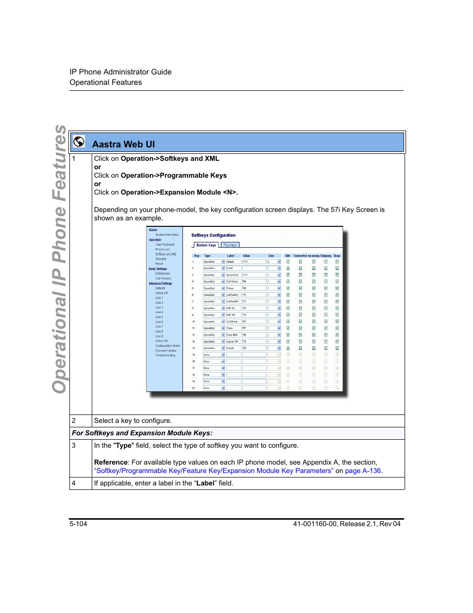 Operational ip phone features | Aastra Telecom SIP 57I User Manual | Page 314 / 818
