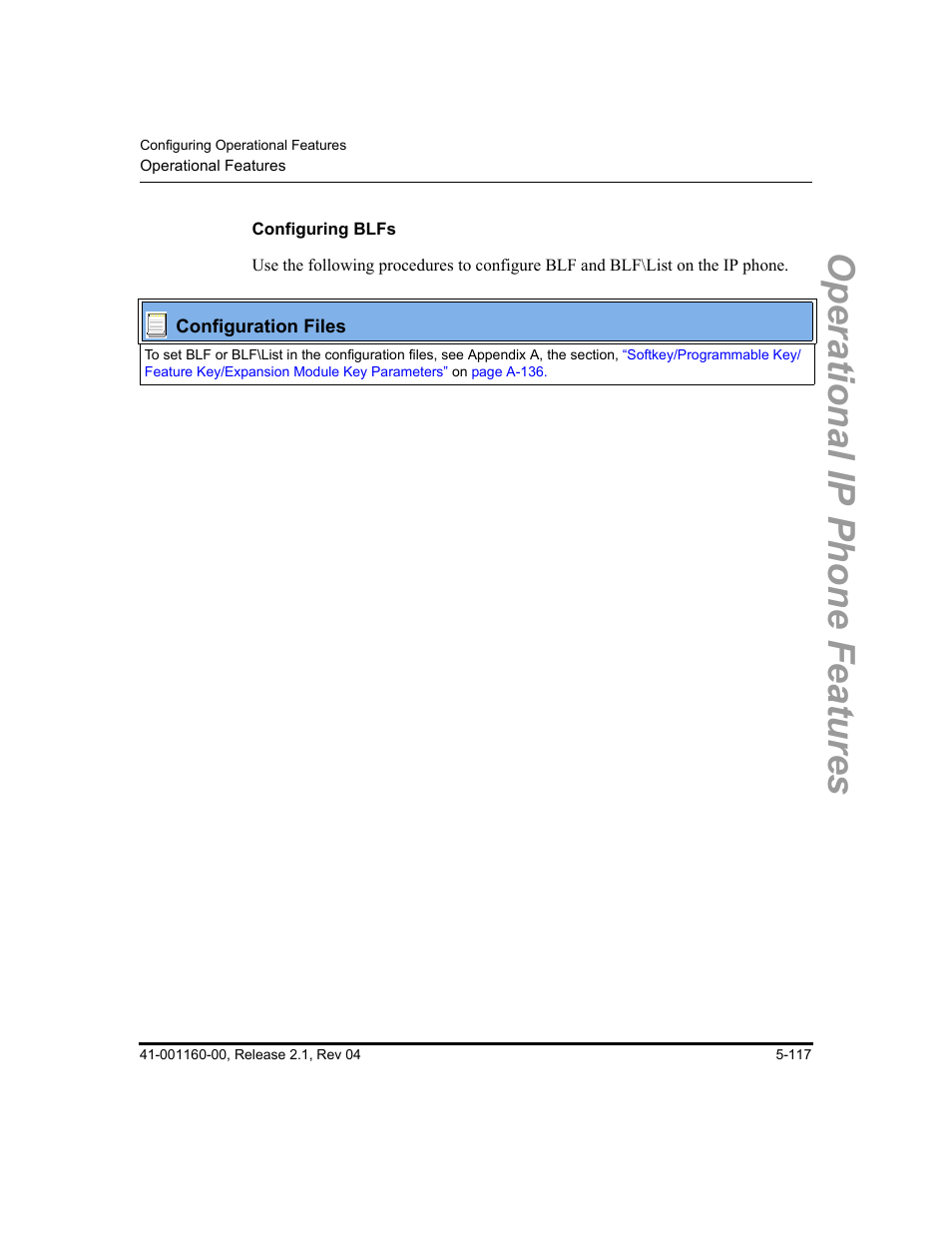 Configuring blfs, Operational ip phone features | Aastra Telecom SIP 57I User Manual | Page 327 / 818