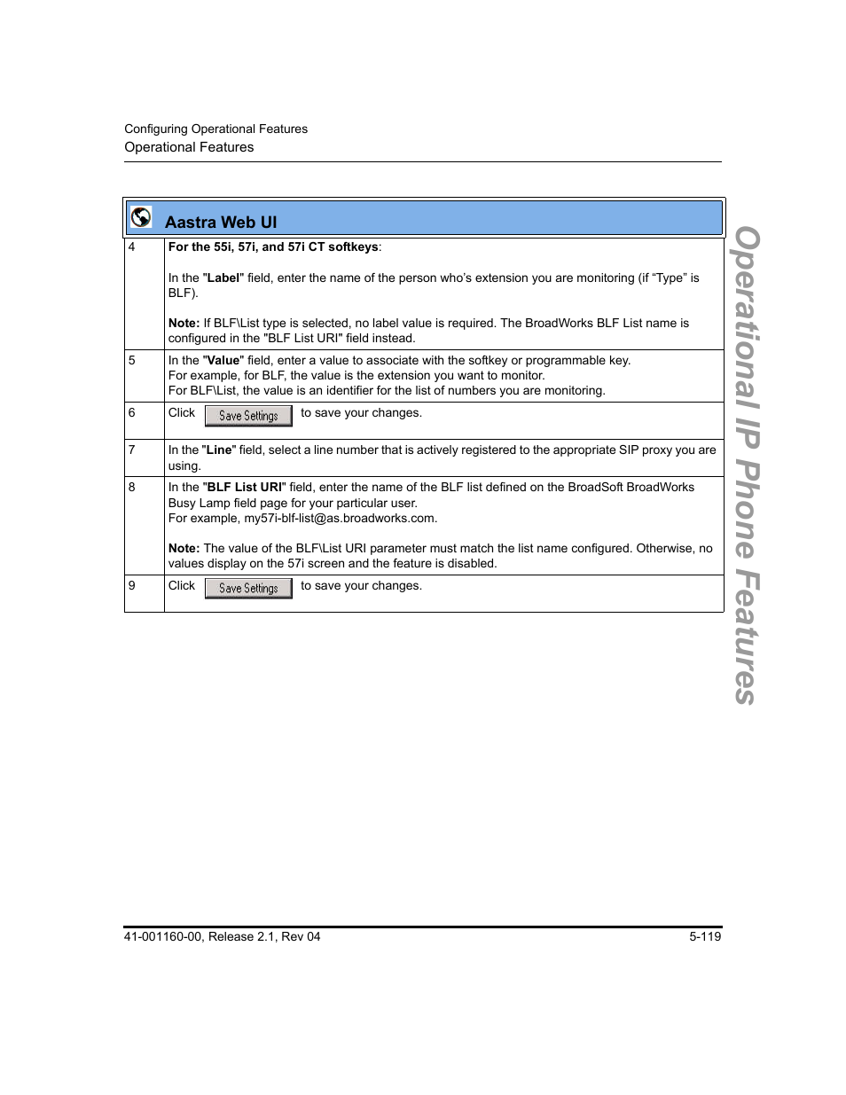 Operational ip phone features | Aastra Telecom SIP 57I User Manual | Page 329 / 818