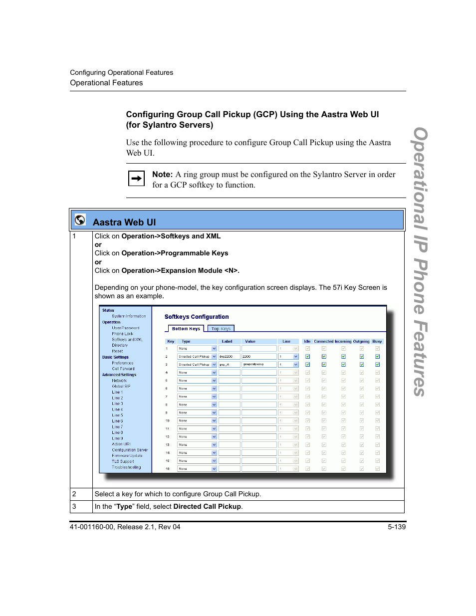 Operational ip phone features | Aastra Telecom SIP 57I User Manual | Page 349 / 818