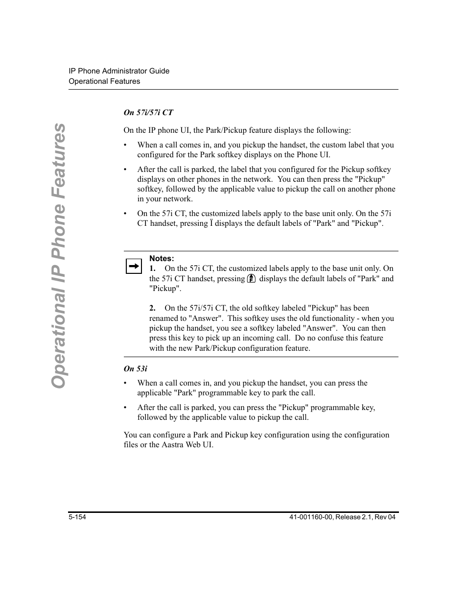 Operational ip phone features | Aastra Telecom SIP 57I User Manual | Page 364 / 818