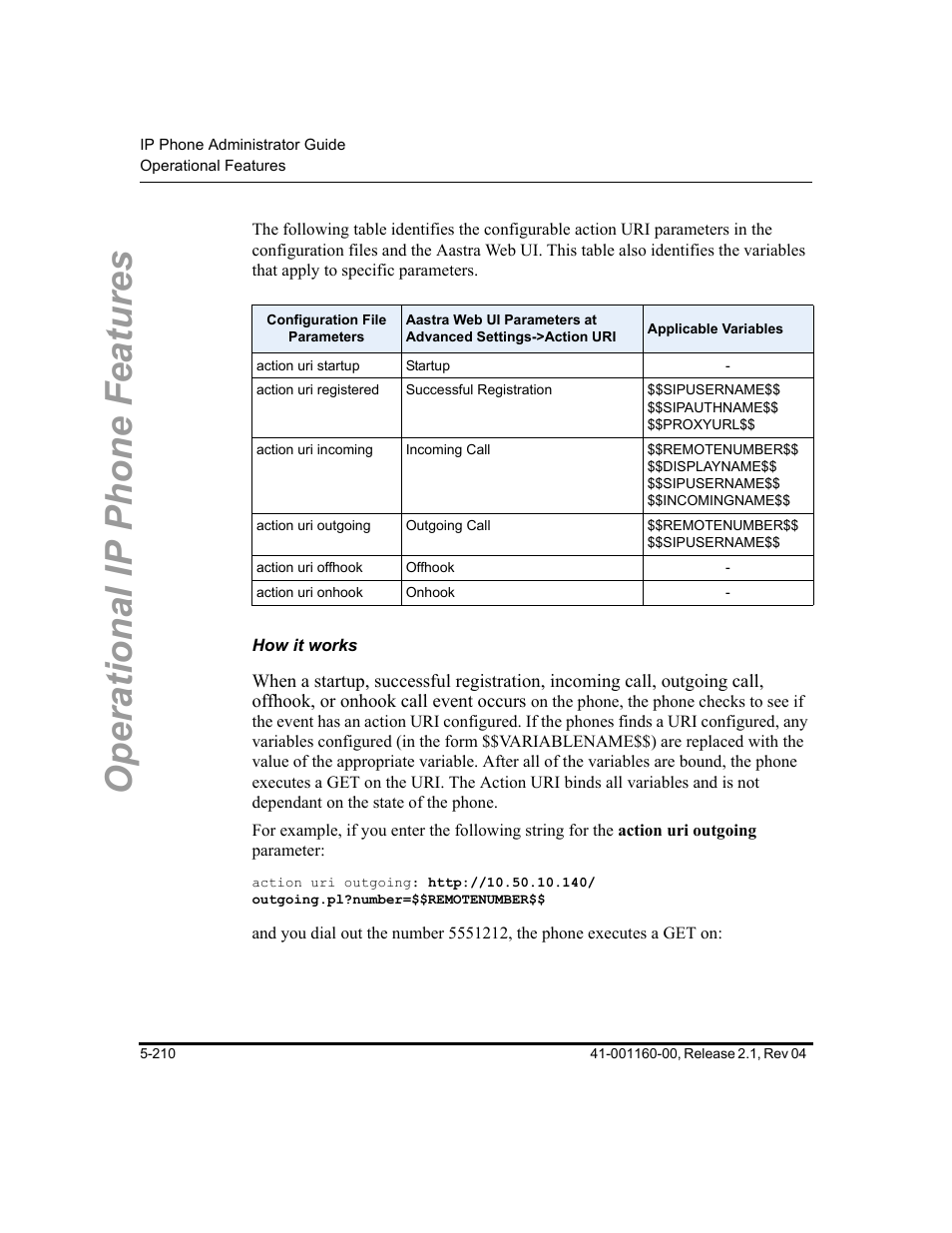 How it works, Operational ip phone features | Aastra Telecom SIP 57I User Manual | Page 420 / 818