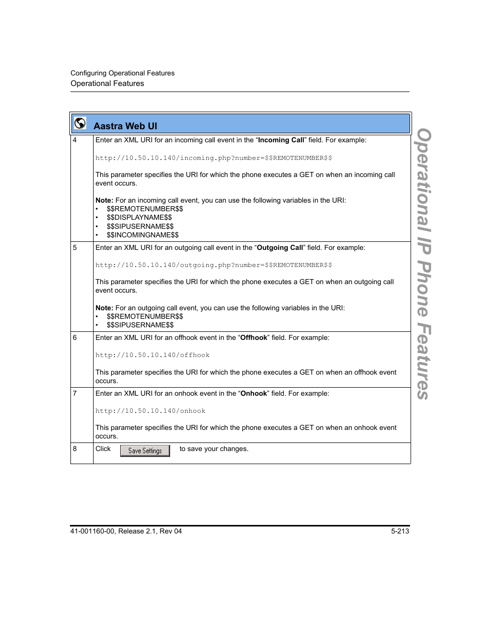 Operational ip phone features | Aastra Telecom SIP 57I User Manual | Page 423 / 818