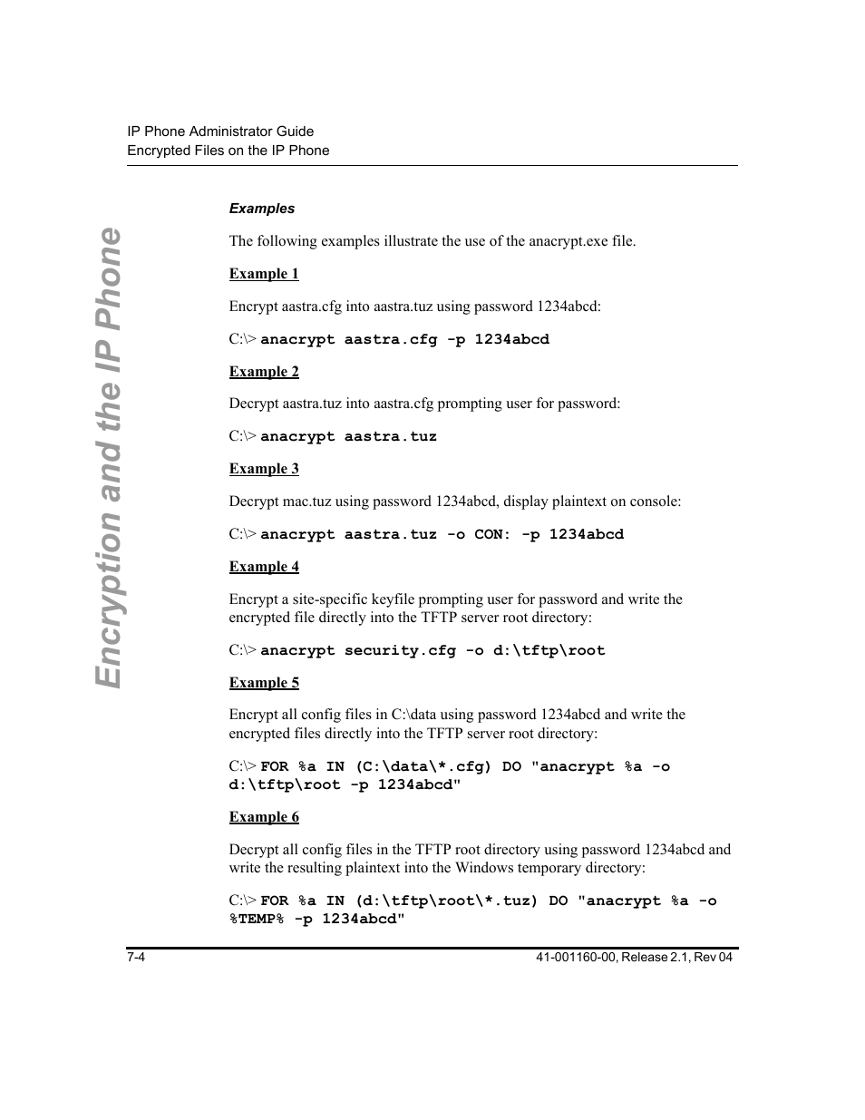 Examples, Encryption and the ip phone | Aastra Telecom SIP 57I User Manual | Page 474 / 818