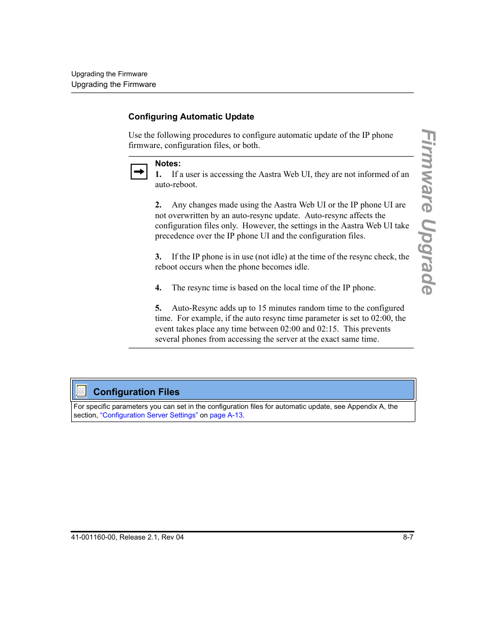 Configuring automatic update, Firmware upgrade | Aastra Telecom SIP 57I User Manual | Page 483 / 818