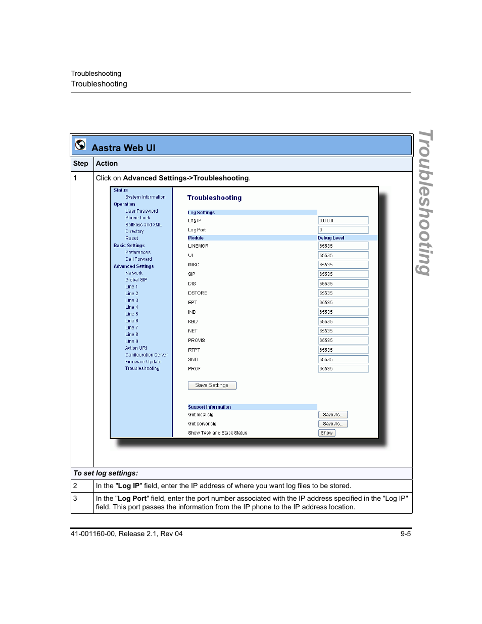 Troubleshooting | Aastra Telecom SIP 57I User Manual | Page 491 / 818