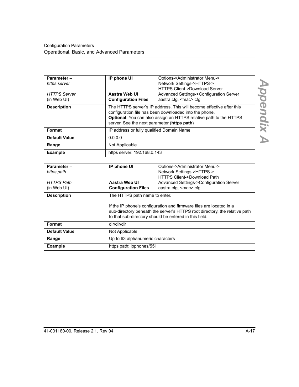 Appendix a | Aastra Telecom SIP 57I User Manual | Page 519 / 818