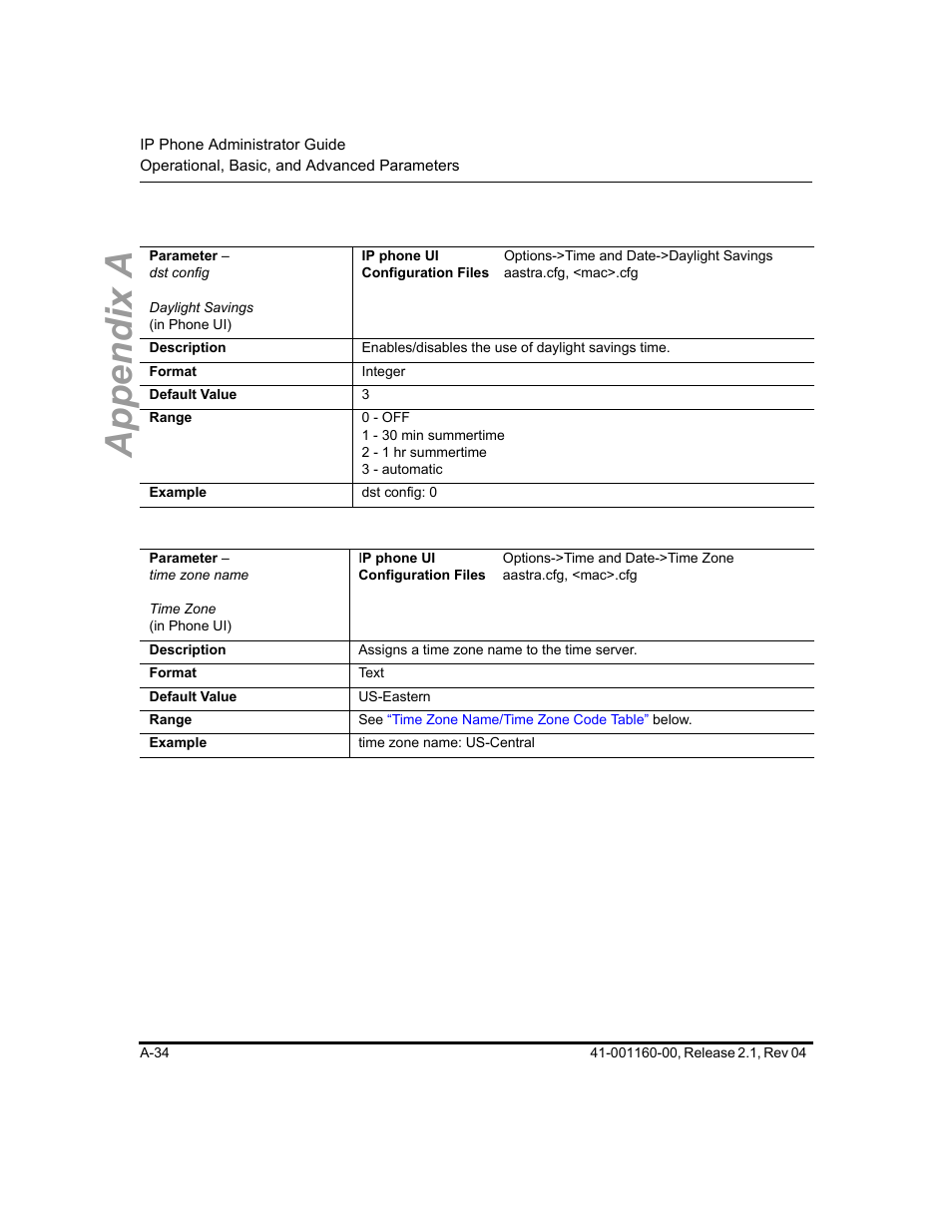 Appendix a | Aastra Telecom SIP 57I User Manual | Page 536 / 818