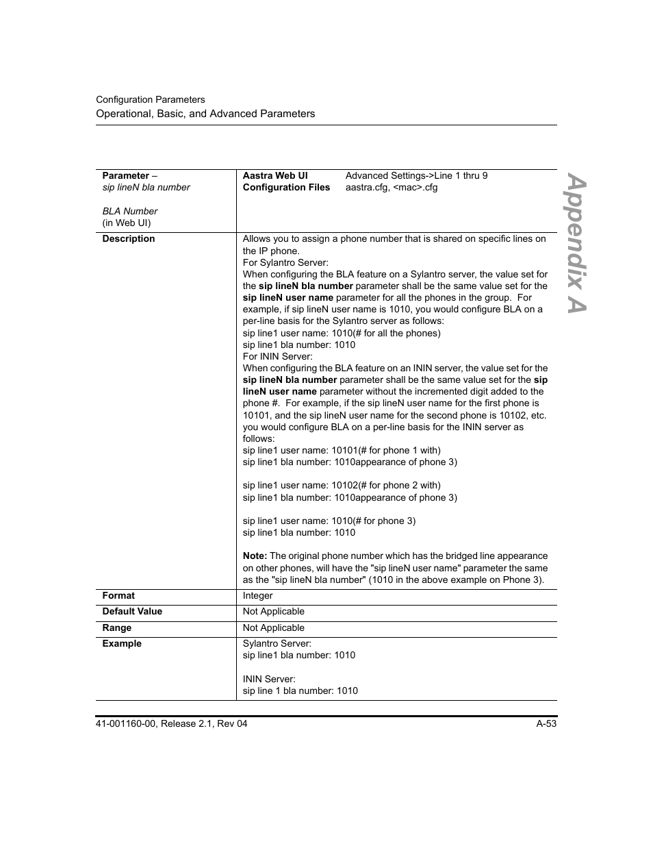 Appendix a | Aastra Telecom SIP 57I User Manual | Page 555 / 818