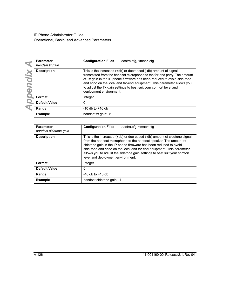 Appendix a | Aastra Telecom SIP 57I User Manual | Page 628 / 818