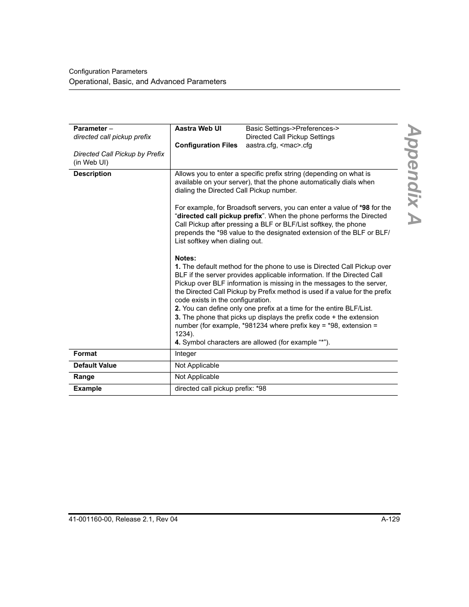 Appendix a | Aastra Telecom SIP 57I User Manual | Page 631 / 818