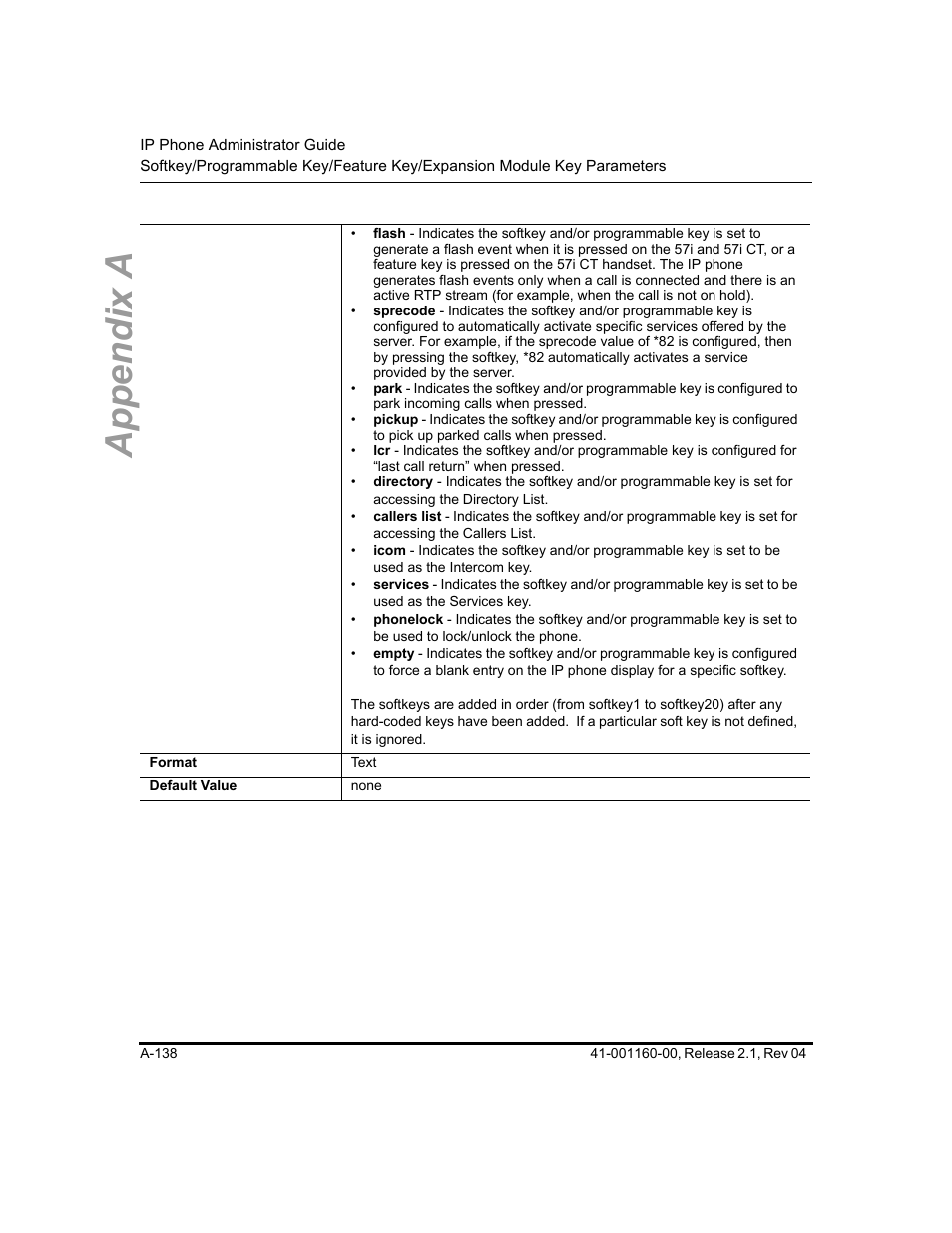 Appendix a | Aastra Telecom SIP 57I User Manual | Page 640 / 818