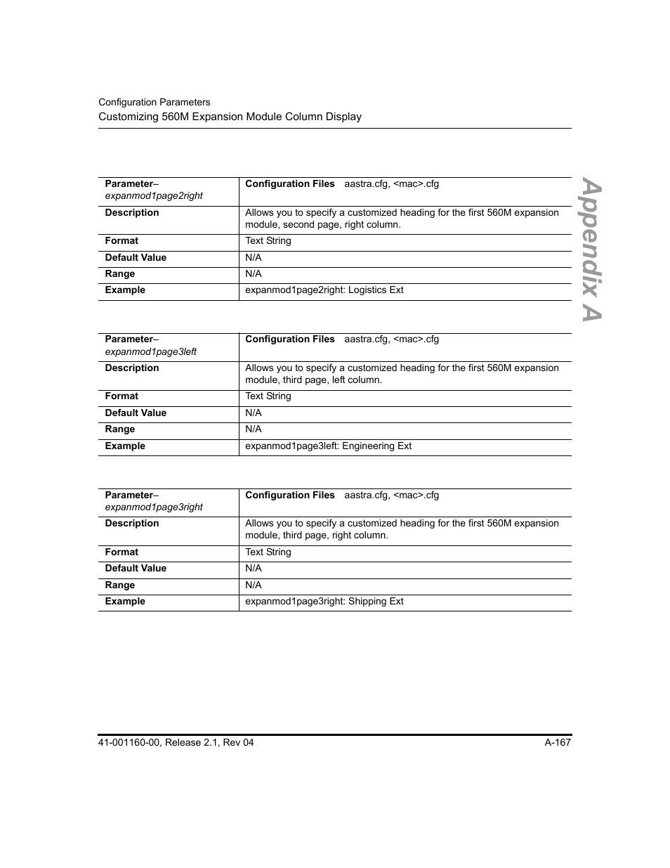 Appendix a | Aastra Telecom SIP 57I User Manual | Page 669 / 818