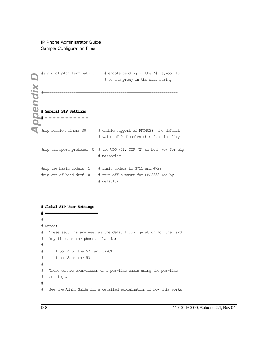 Appendix d | Aastra Telecom SIP 57I User Manual | Page 696 / 818