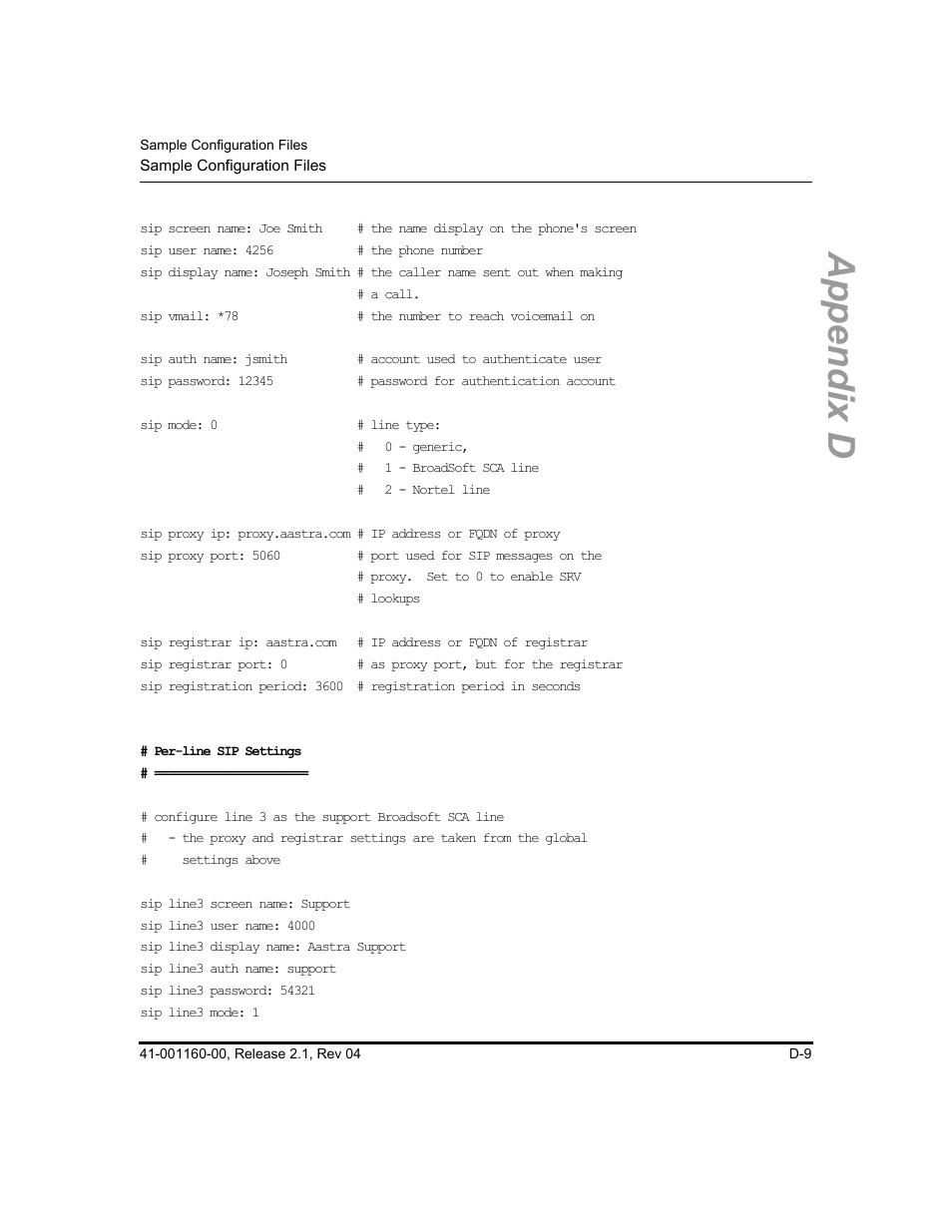 Appendix d | Aastra Telecom SIP 57I User Manual | Page 697 / 818