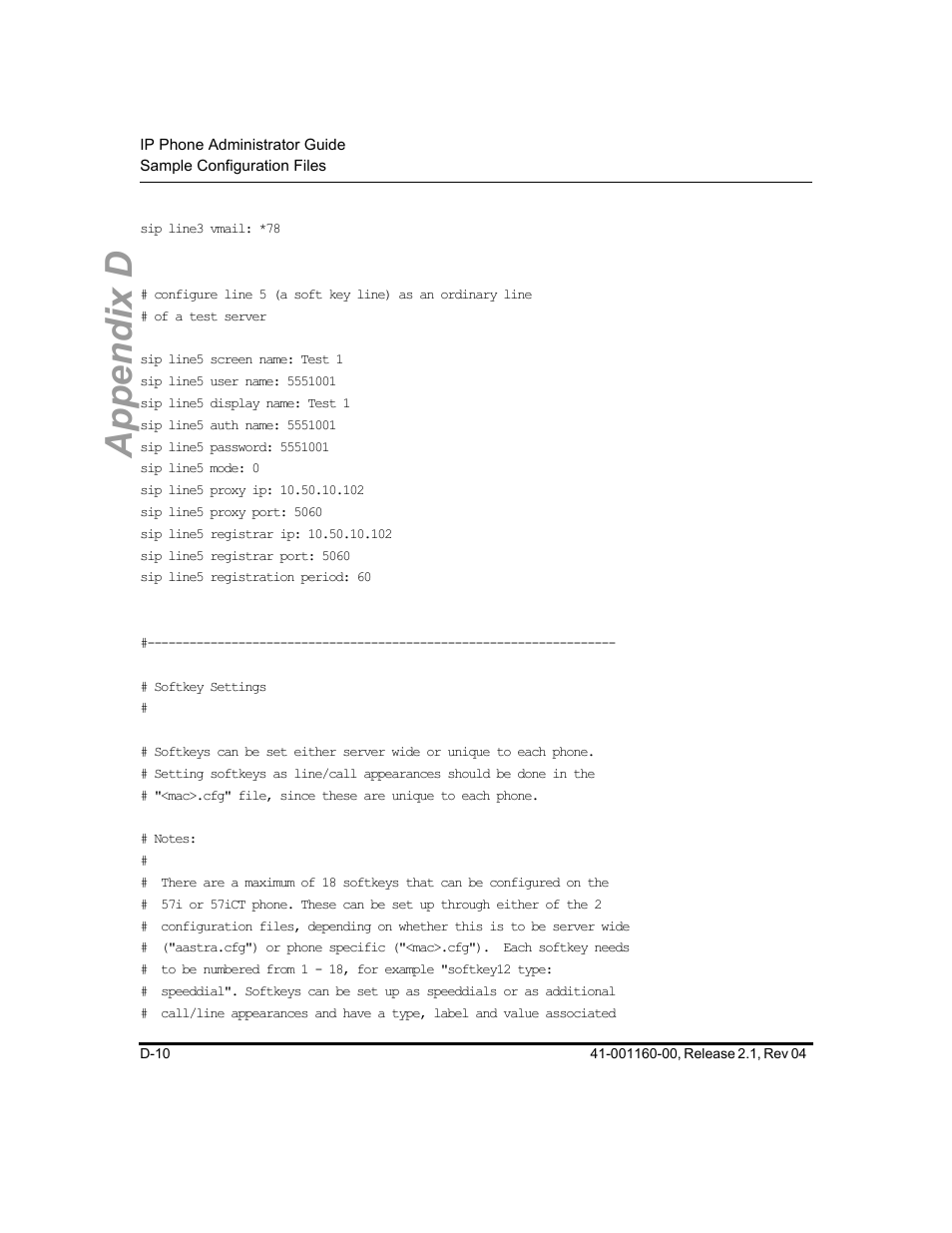 Appendix d | Aastra Telecom SIP 57I User Manual | Page 698 / 818