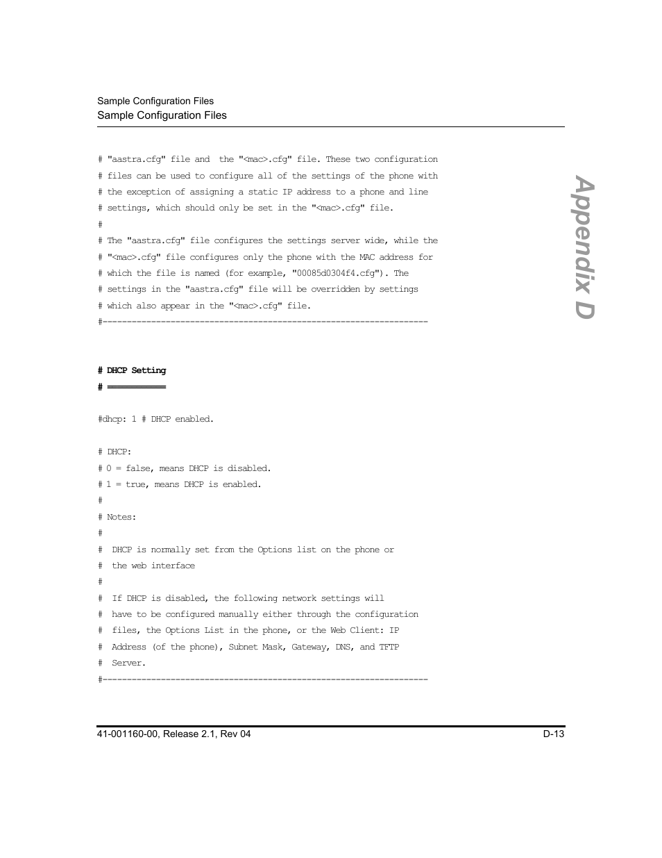 Appendix d | Aastra Telecom SIP 57I User Manual | Page 701 / 818