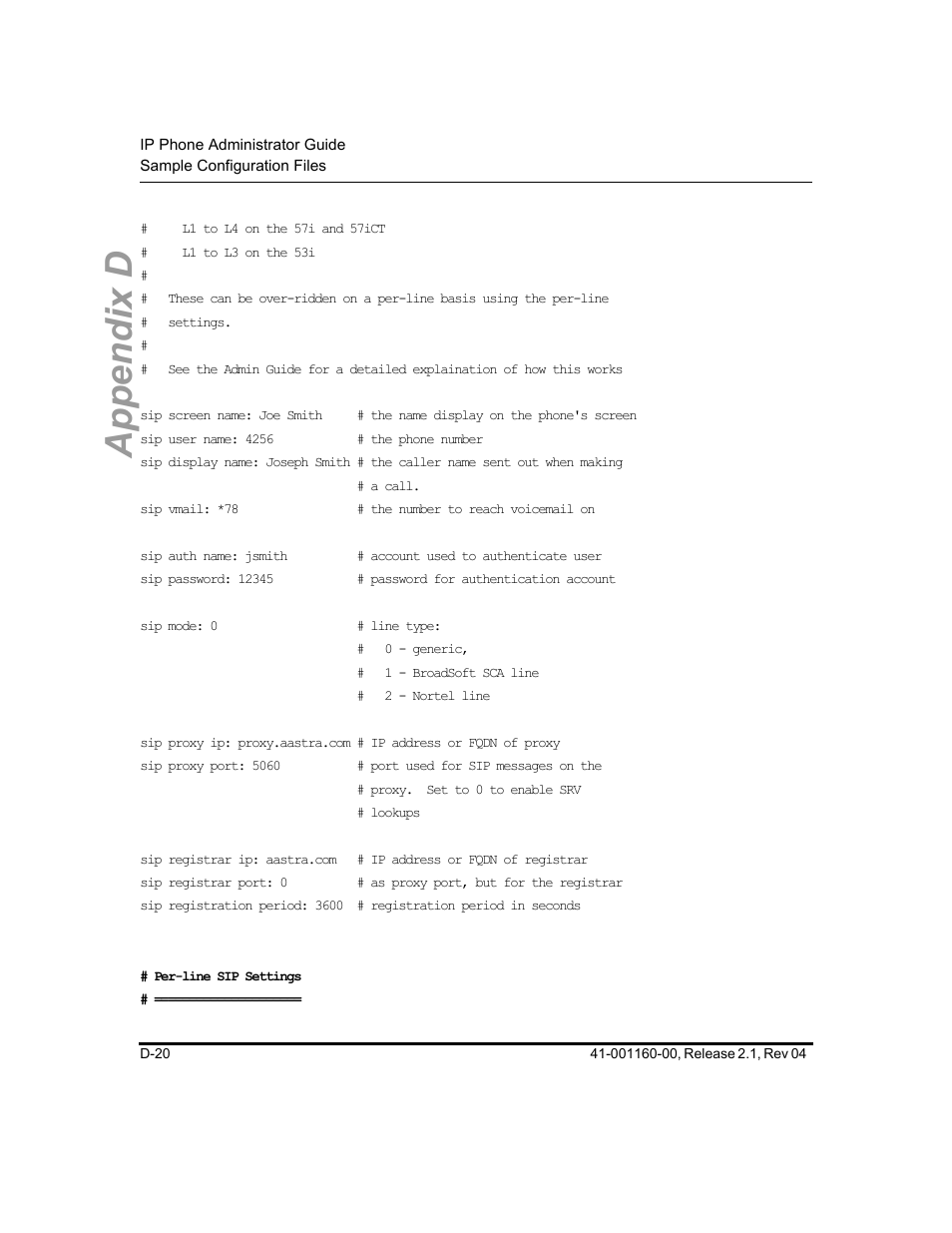 Appendix d | Aastra Telecom SIP 57I User Manual | Page 708 / 818