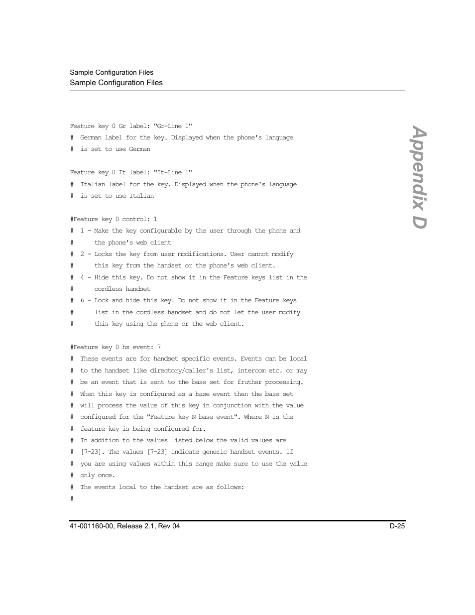 Appendix d | Aastra Telecom SIP 57I User Manual | Page 713 / 818