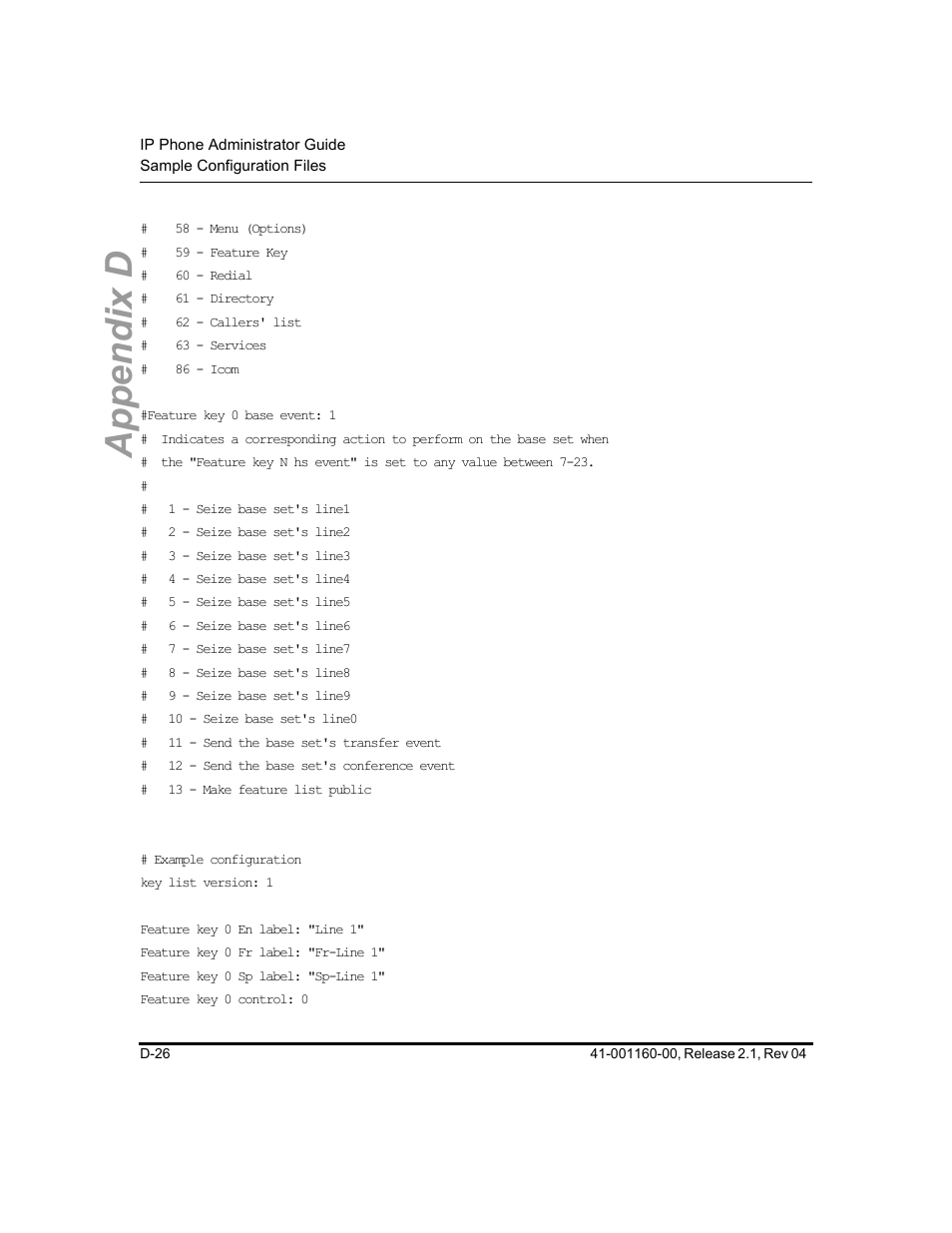 Appendix d | Aastra Telecom SIP 57I User Manual | Page 714 / 818