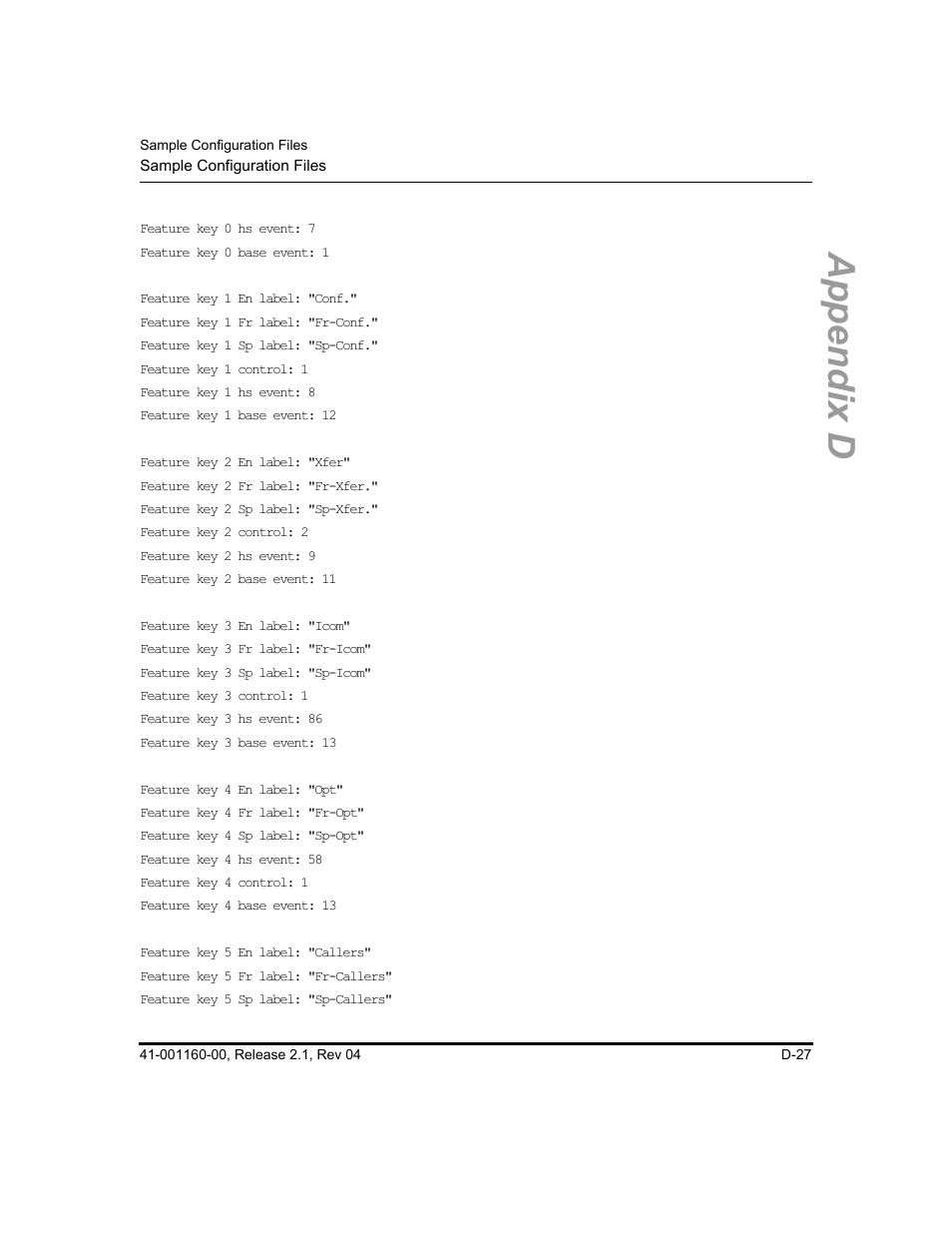 Appendix d | Aastra Telecom SIP 57I User Manual | Page 715 / 818