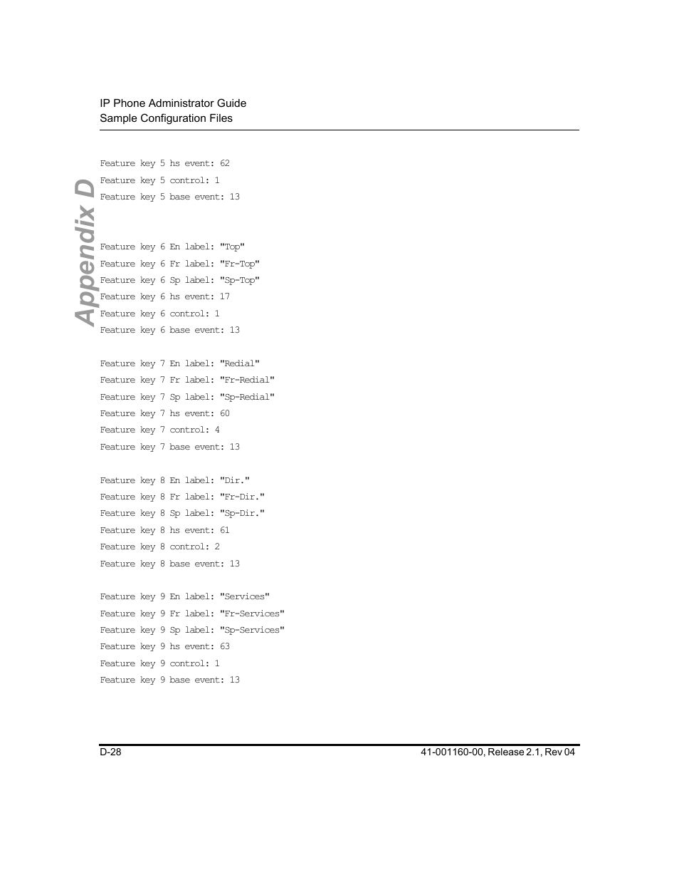 Appendix d | Aastra Telecom SIP 57I User Manual | Page 716 / 818