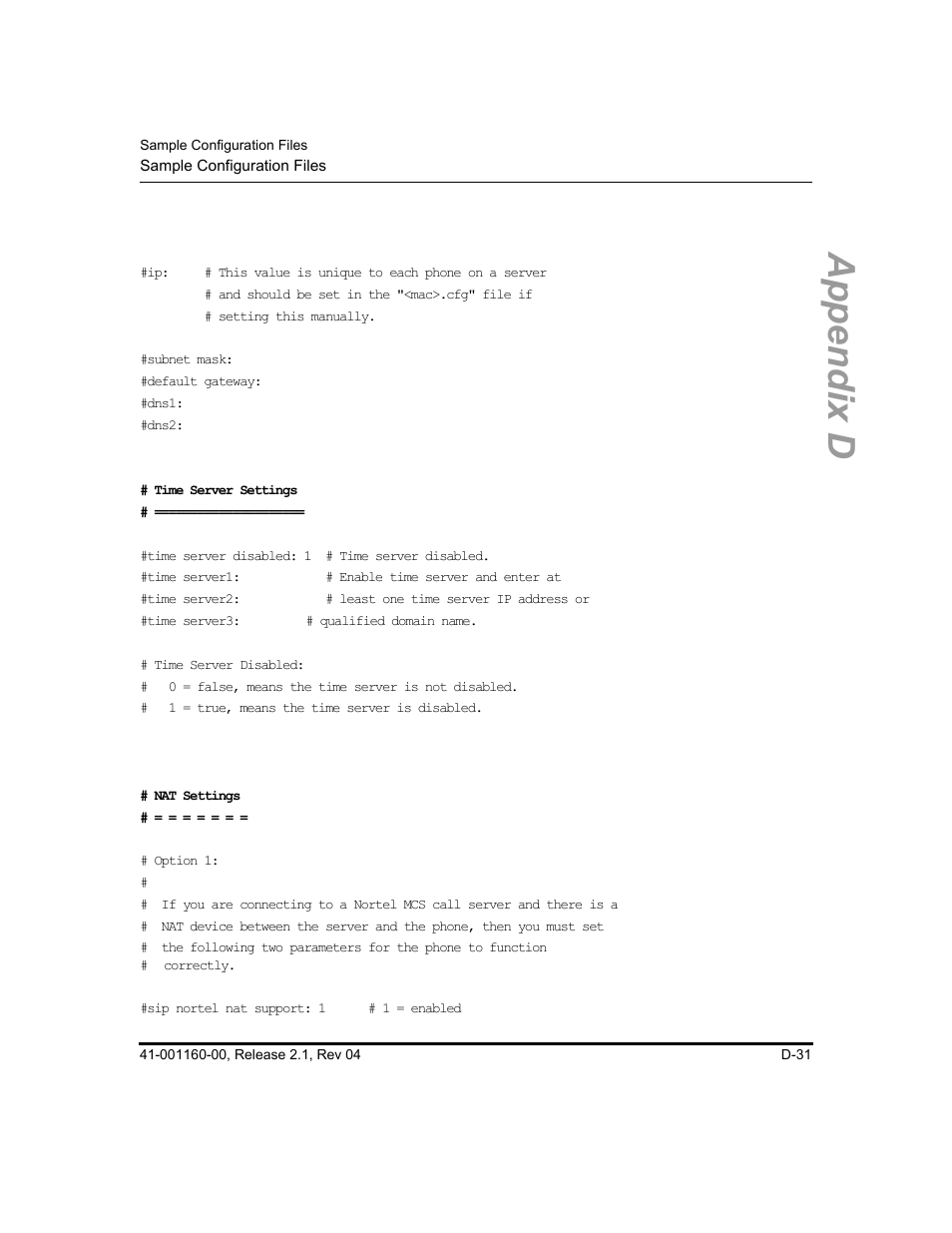 Appendix d | Aastra Telecom SIP 57I User Manual | Page 719 / 818