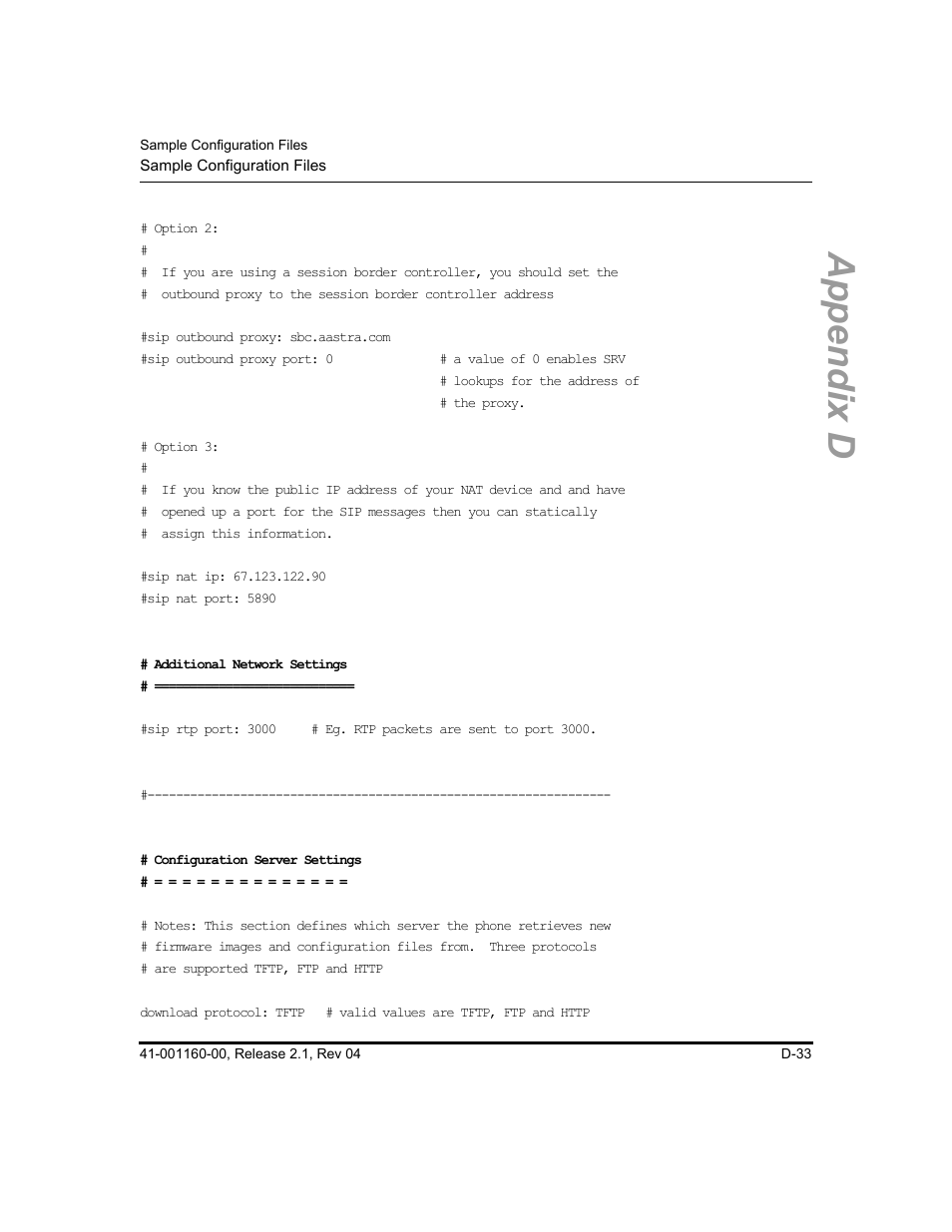 Appendix d | Aastra Telecom SIP 57I User Manual | Page 721 / 818