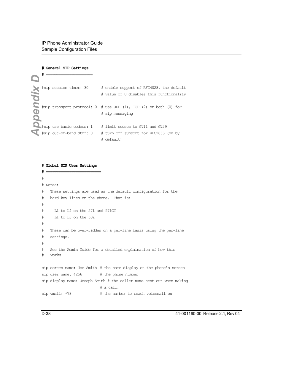 Appendix d | Aastra Telecom SIP 57I User Manual | Page 726 / 818