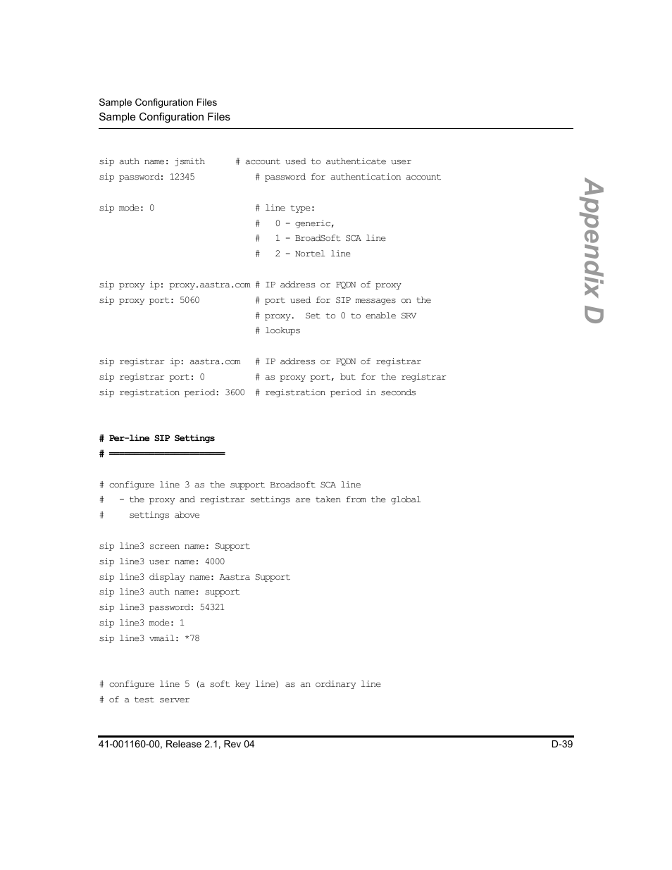 Appendix d | Aastra Telecom SIP 57I User Manual | Page 727 / 818
