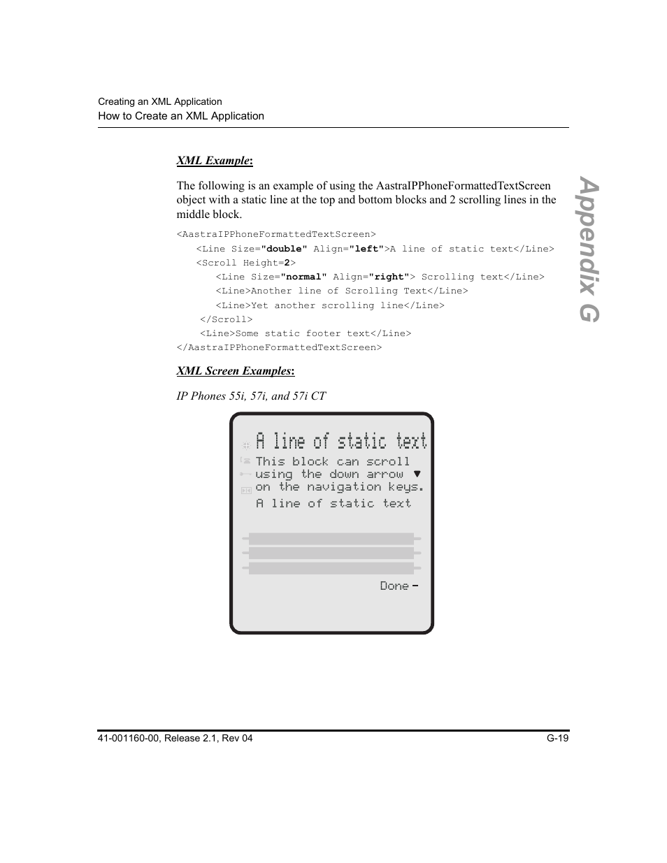 Appendix g, A line of static text | Aastra Telecom SIP 57I User Manual | Page 757 / 818