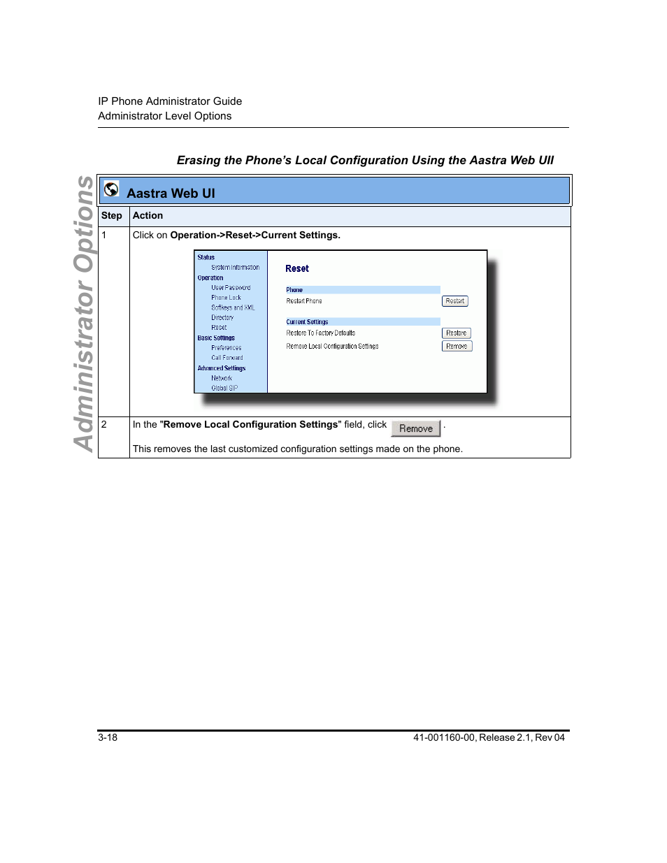 Administrator options | Aastra Telecom SIP 57I User Manual | Page 76 / 818