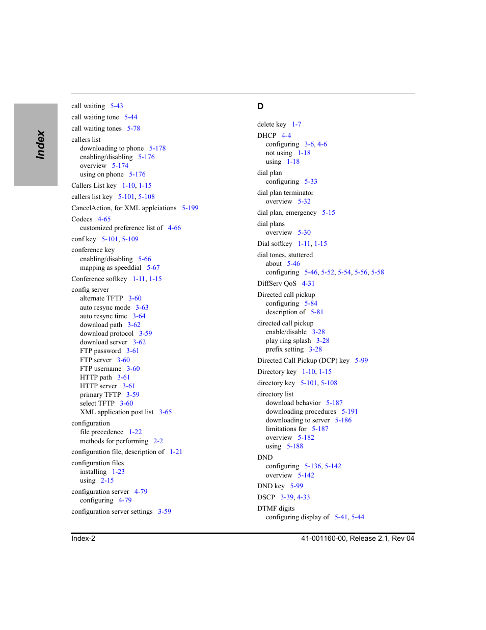 Index | Aastra Telecom SIP 57I User Manual | Page 810 / 818