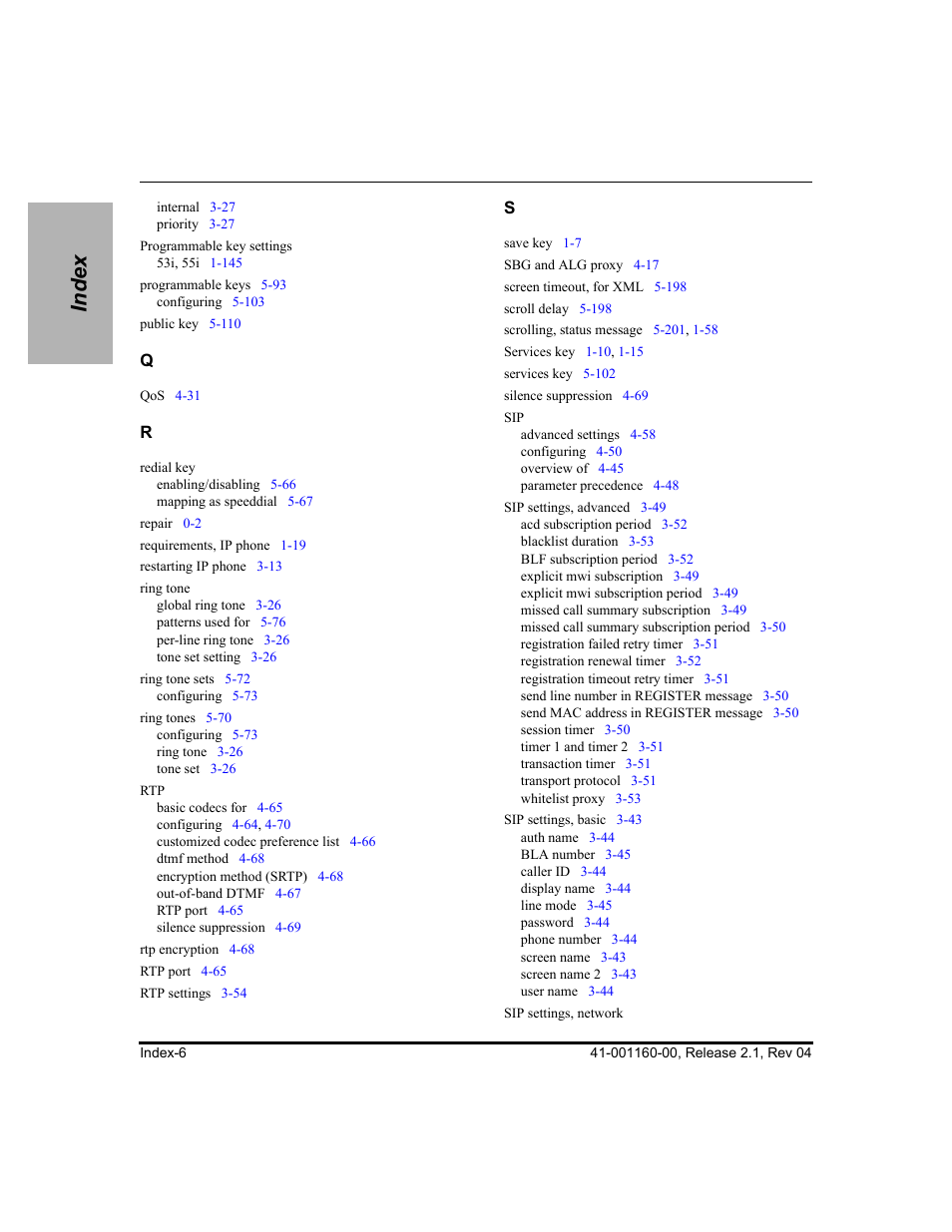 Index | Aastra Telecom SIP 57I User Manual | Page 814 / 818