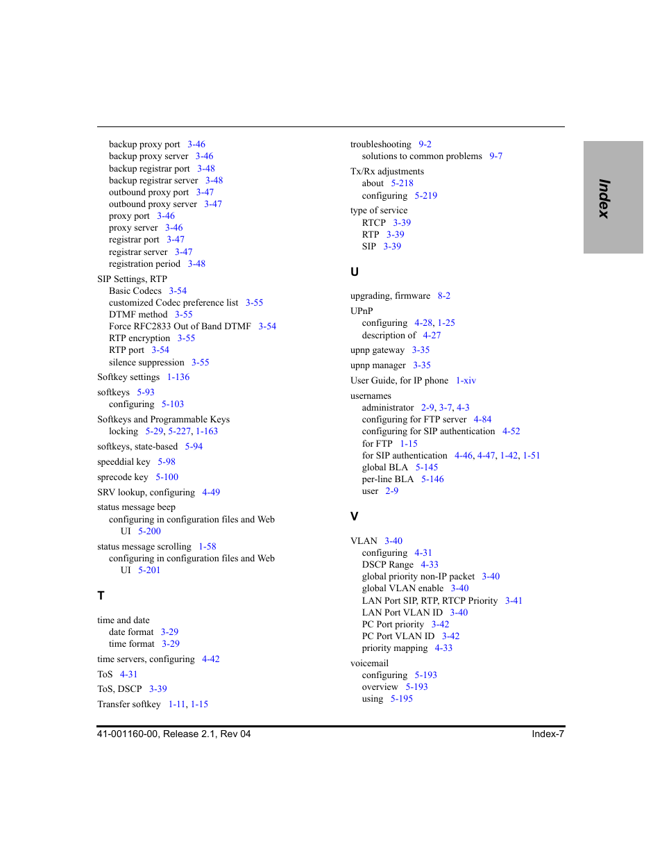 Index | Aastra Telecom SIP 57I User Manual | Page 815 / 818