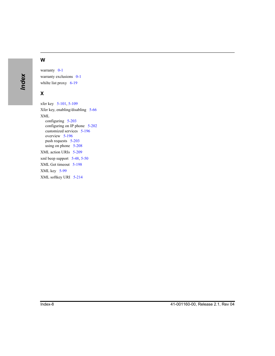 Index | Aastra Telecom SIP 57I User Manual | Page 816 / 818