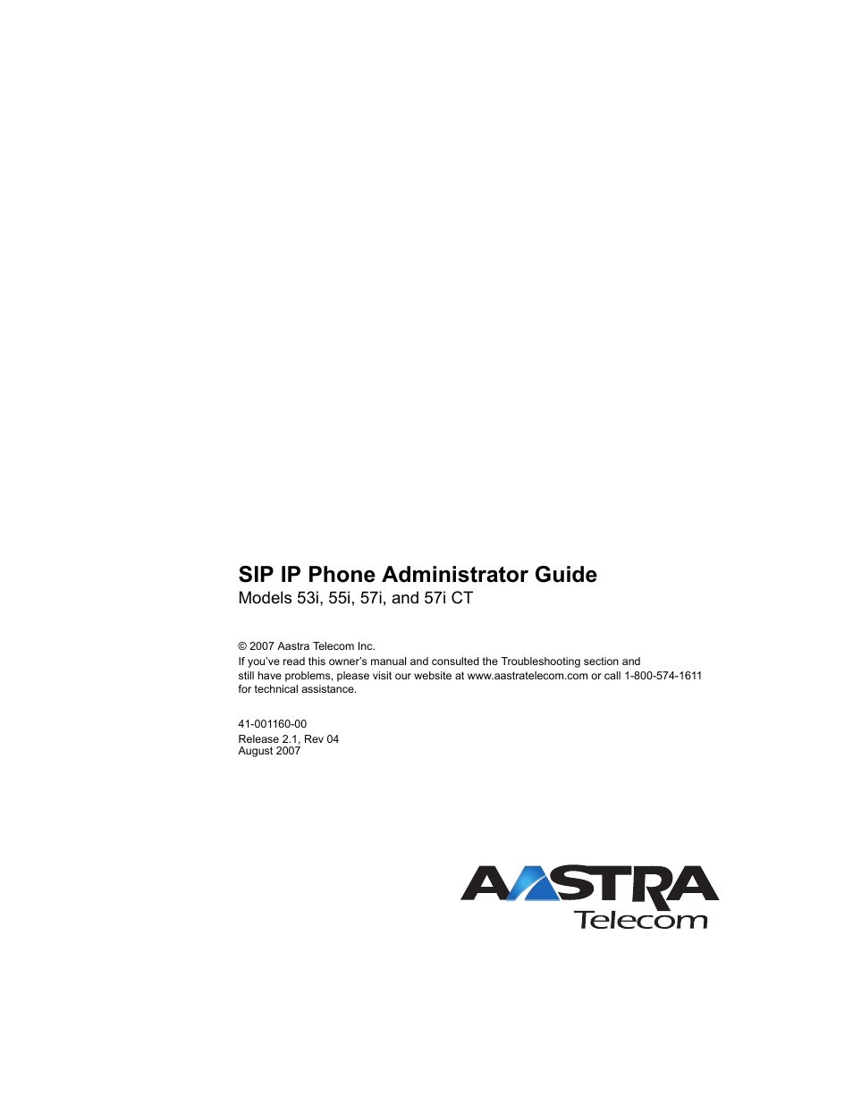 Sip ip phone administrator guide | Aastra Telecom SIP 57I User Manual | Page 818 / 818