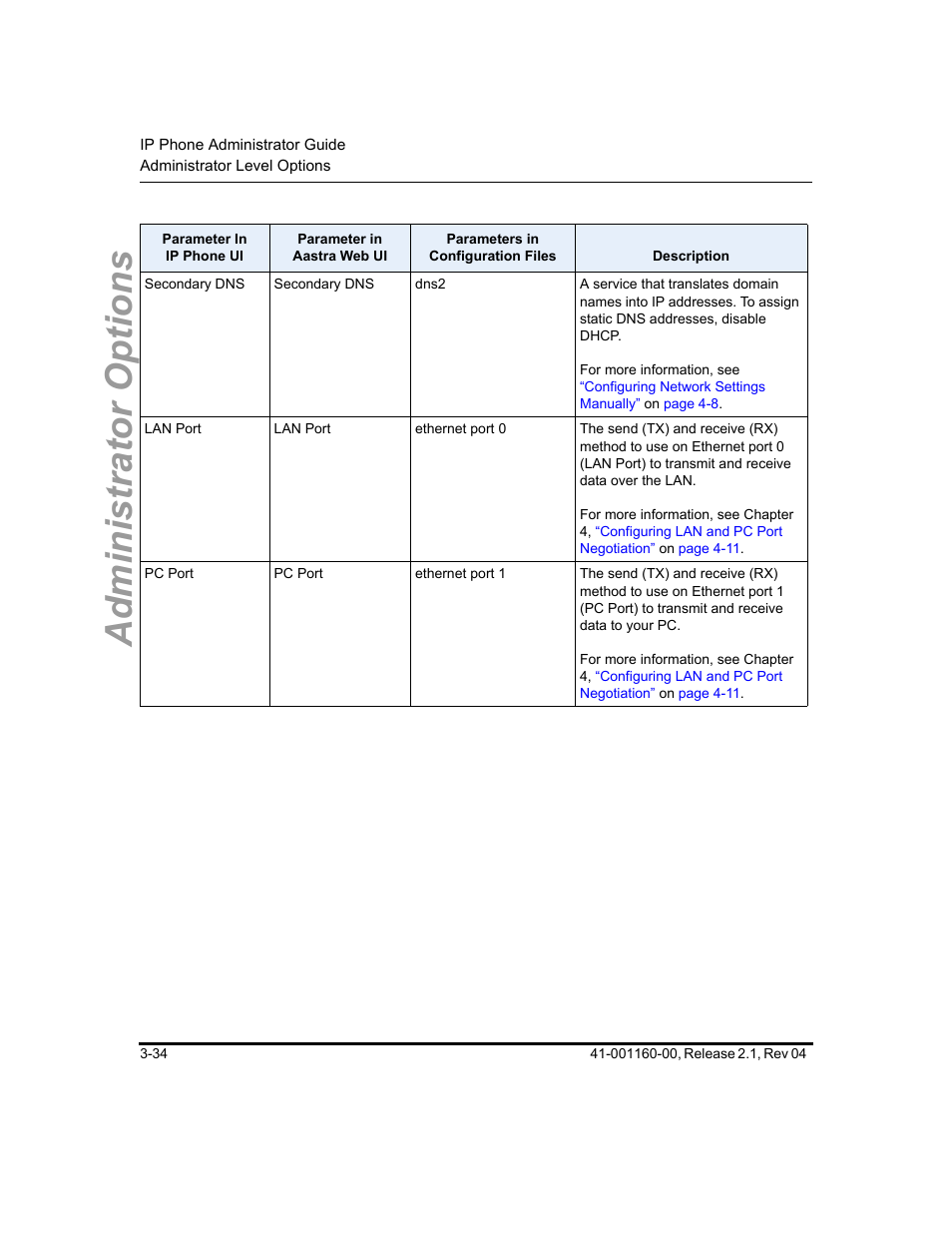 Administrator options | Aastra Telecom SIP 57I User Manual | Page 92 / 818