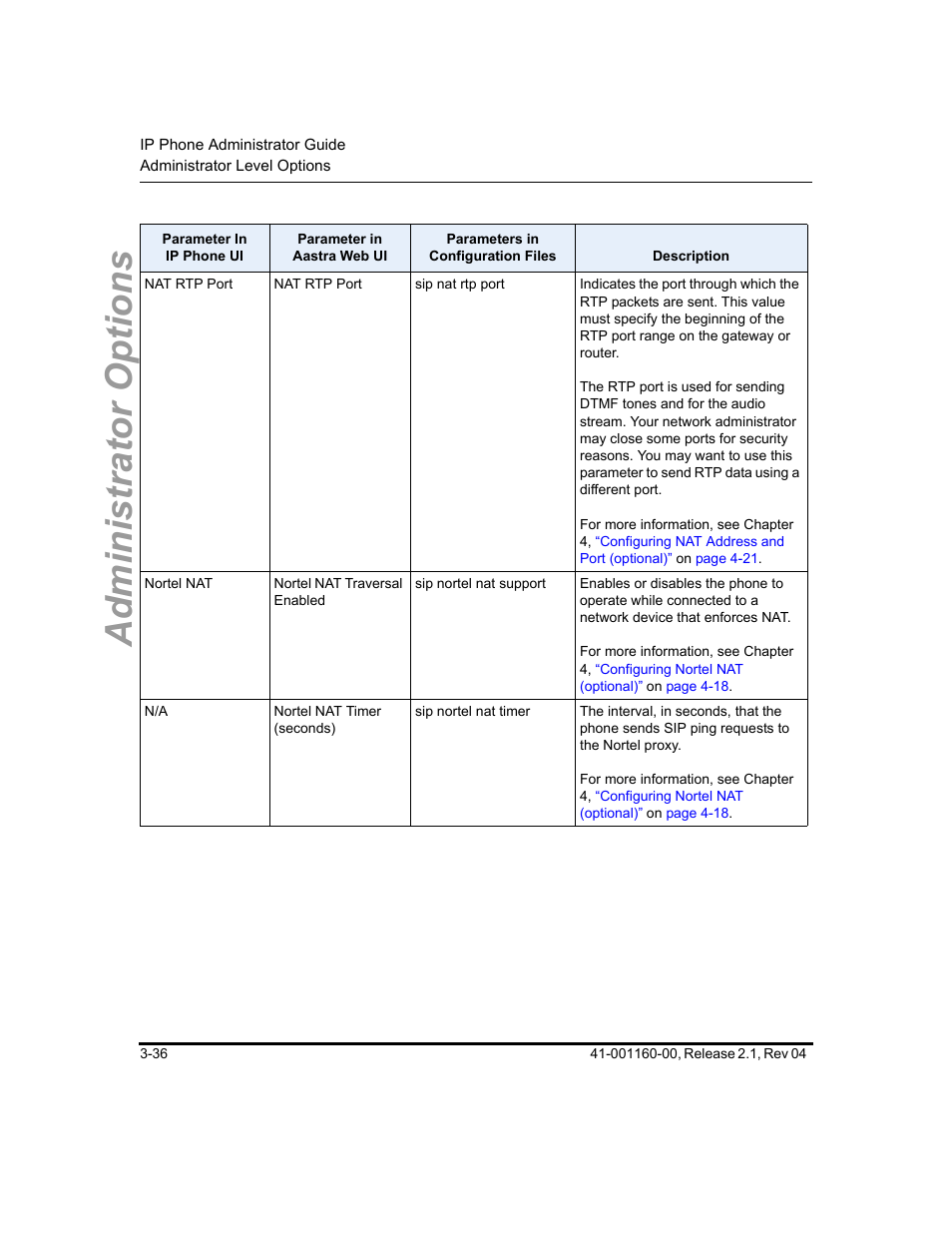 Administrator options | Aastra Telecom SIP 57I User Manual | Page 94 / 818