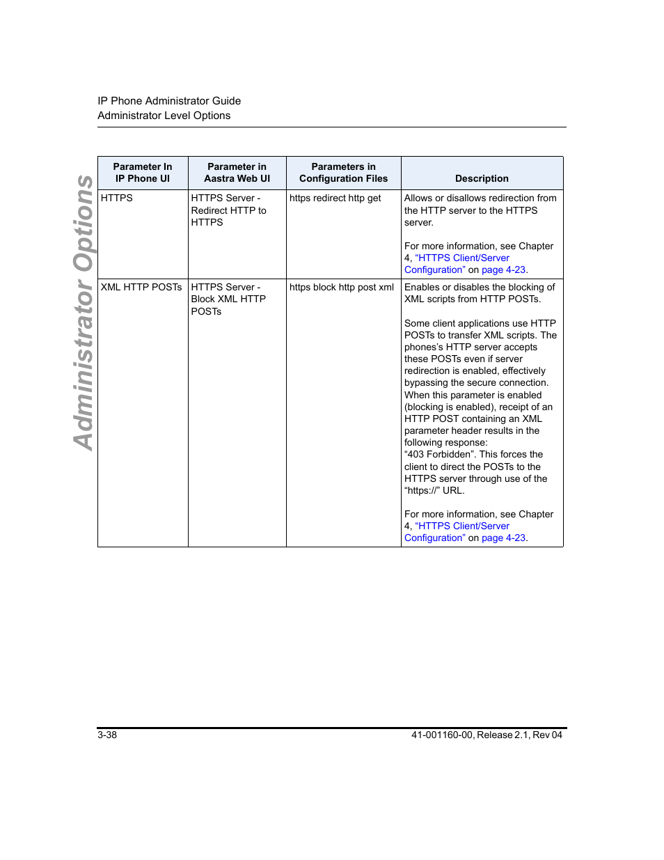 Administrator options | Aastra Telecom SIP 57I User Manual | Page 96 / 818