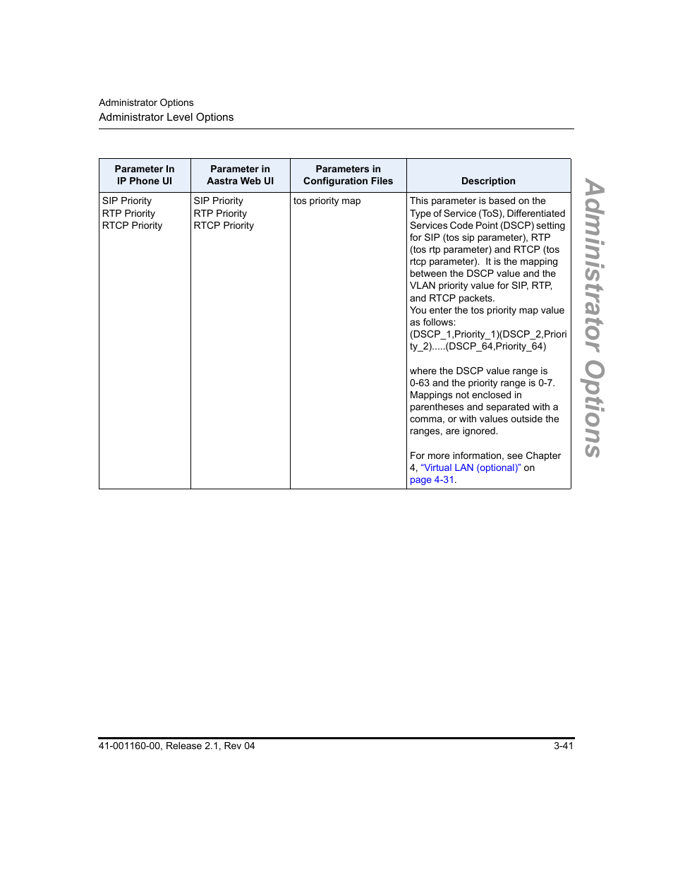 Administrator options | Aastra Telecom SIP 57I User Manual | Page 99 / 818