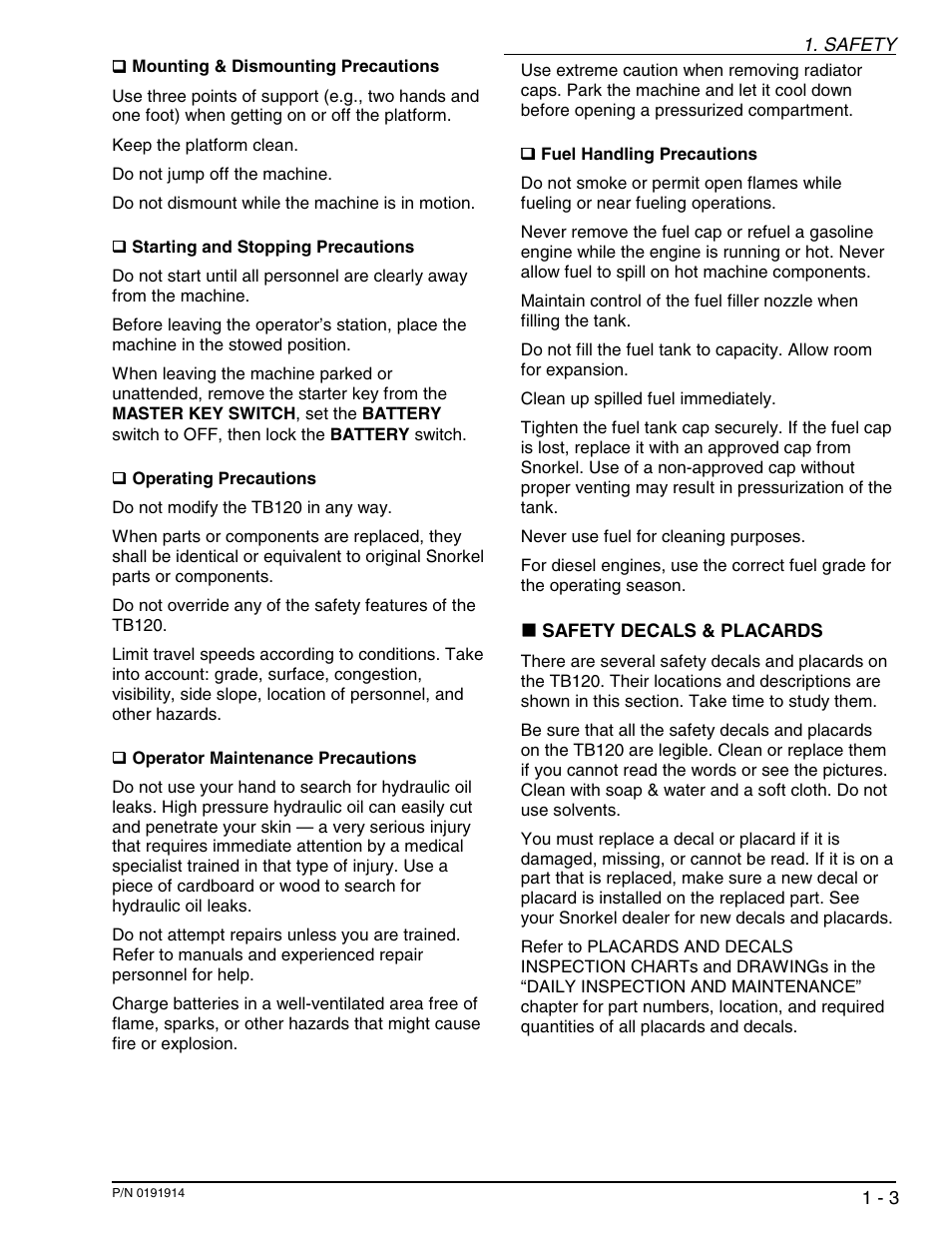Snorkel TB120 2001 User Manual | Page 10 / 90